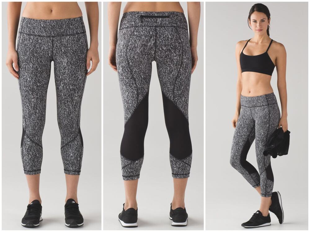 Lululemon Pace Rival Crop 21" Jacquard Black White Black Size 4 Run Gym Workout